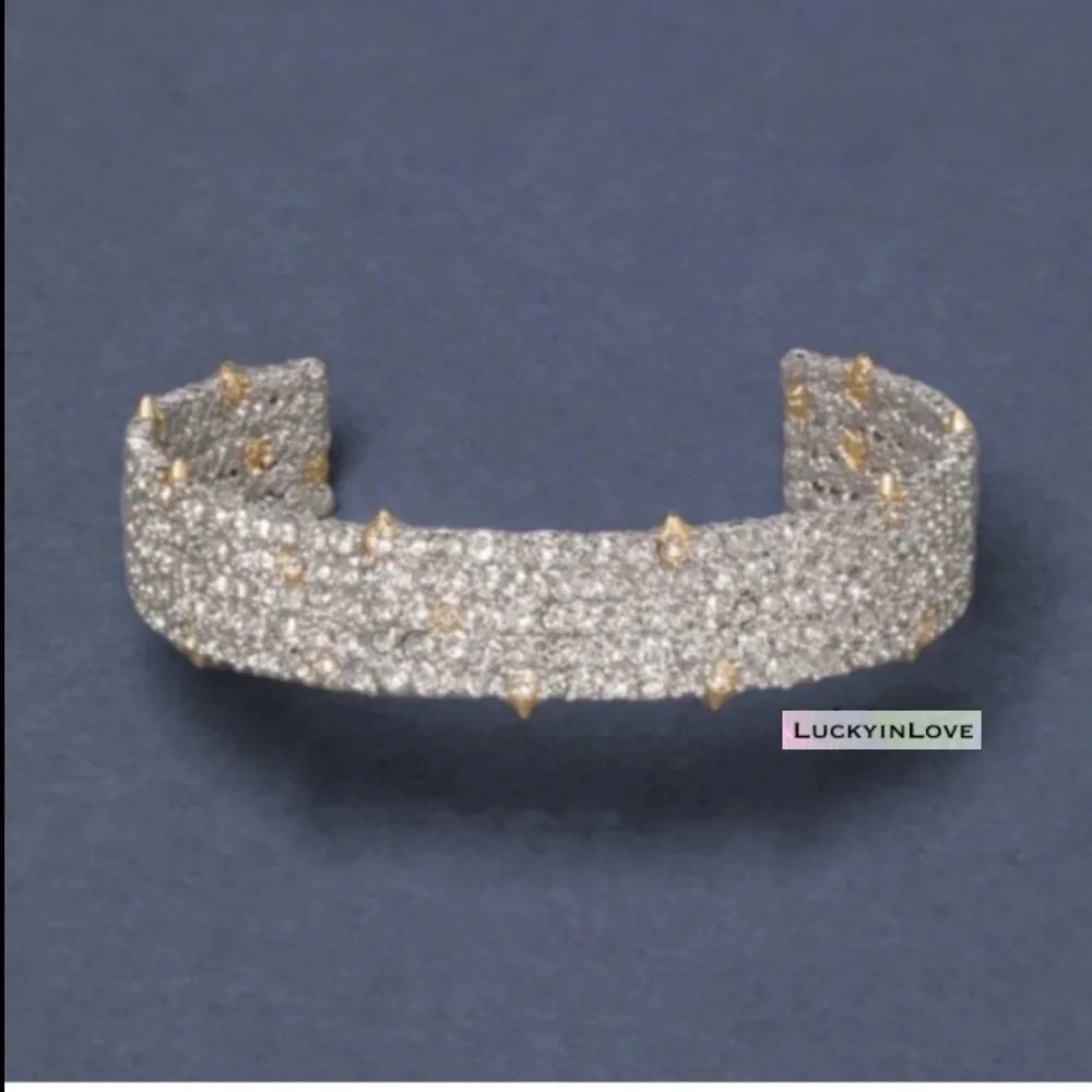 ALEXIS BITTAR Silver Pavé Crystal Lace Thorny Cuff Small Cuff Bracelet